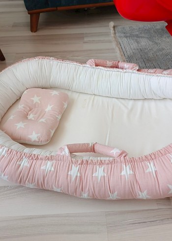 Pembe Yıldız Desenli Bebek Yatağı - Görsel 4