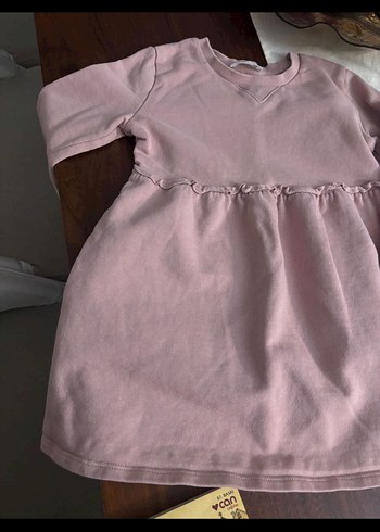 Pembe pamuklu Kız Çocuk Elbise, Fırfırlı