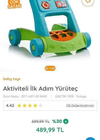 Aktiviteli İlk Adım Yürüteç - Yeşil