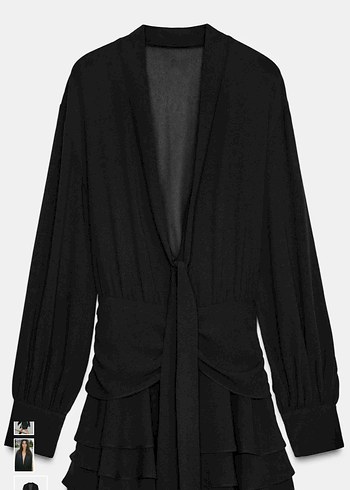 Zara fırfırlı siyah mini elbise - Görsel 3