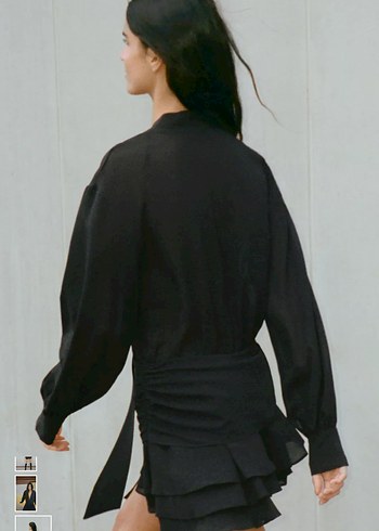 Zara fırfırlı siyah mini elbise - Görsel 2