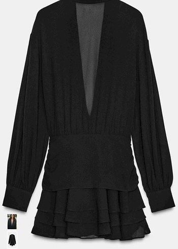 Zara fırfırlı siyah mini elbise - Görsel 4