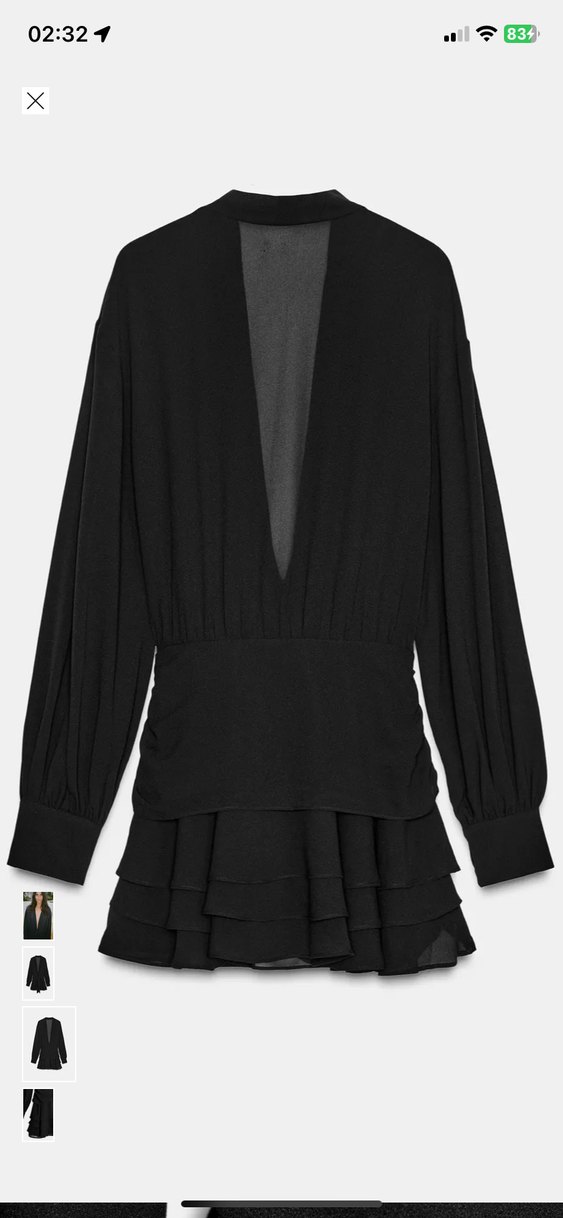 Zara fırfırlı siyah mini elbise - Görsel 4