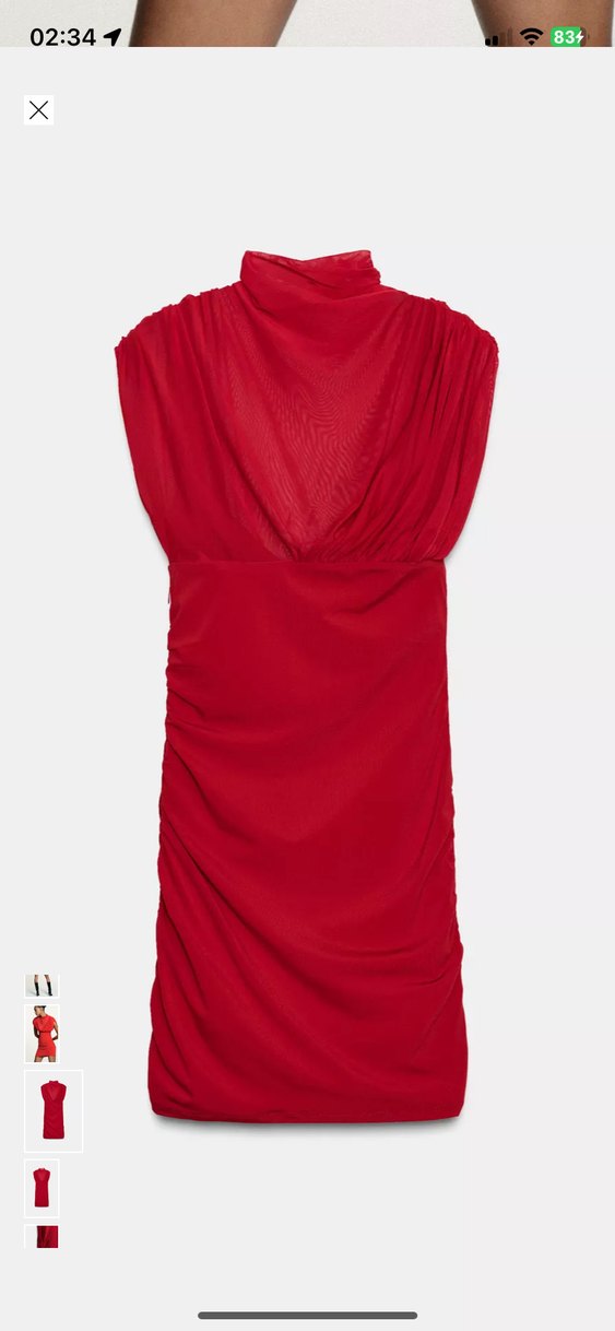 Kırmızı Drapeli Mini Kadın Elbise - Görsel 4