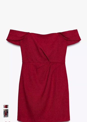 Kırmızı Mini Straplez Kadın Elbise - Görsel 3