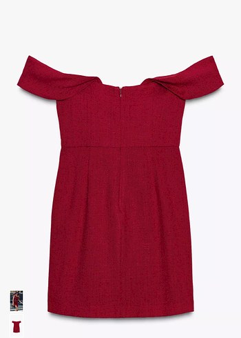 Kırmızı Mini Straplez Kadın Elbise - Görsel 4