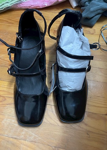 Siyah Blok Topuklu Platform Ayakkabı - Görsel 6