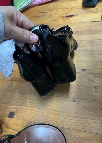 Siyah Blok Topuklu Platform Ayakkabı - Görsel 4