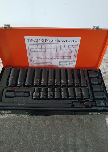 27 Parça 1/2'' Havalı Darbeli Lokma Seti Sürücü soket seti