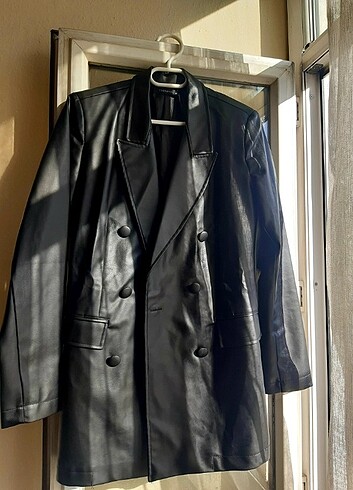 Deri siyah blazer
