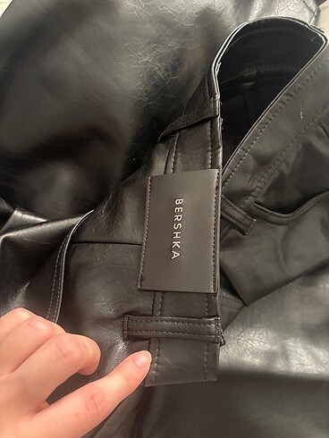 Bershka Bershka straight fit deri pantolon