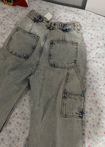 Gri Bol Kesim Kadın Kot Pantolon - Görsel 4