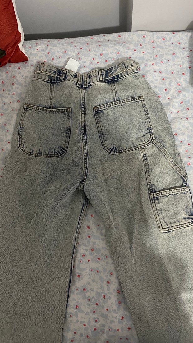 Gri Bol Kesim Kadın Kot Pantolon - Görsel 3