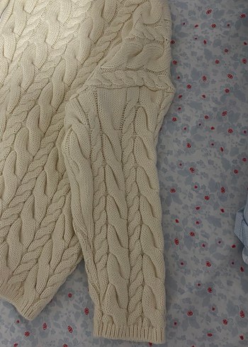 Bej Yarım Fermuarlı Örgü Kadın Kazak - Görsel 2