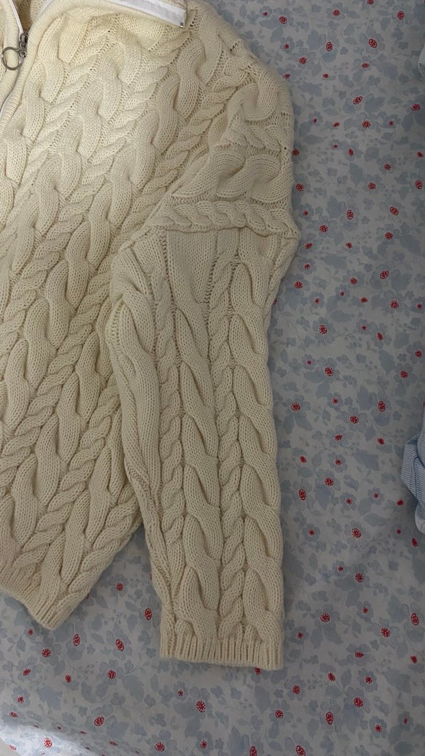 Bej Yarım Fermuarlı Örgü Kadın Kazak - Görsel 2