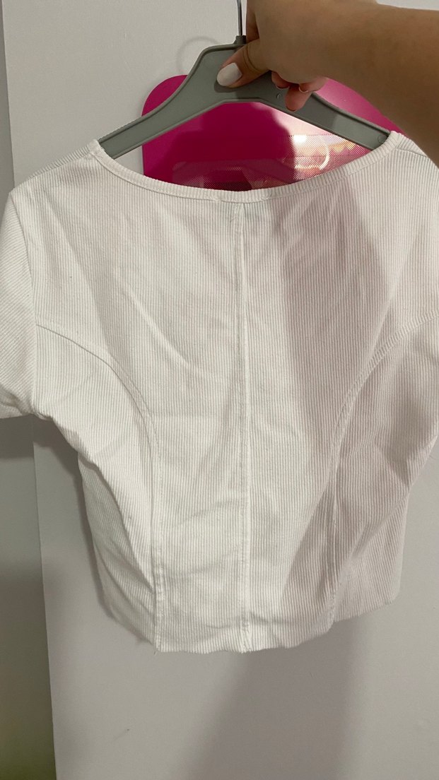 Deboto Ekru Fitilli Crop Bluz — görsel 2/4