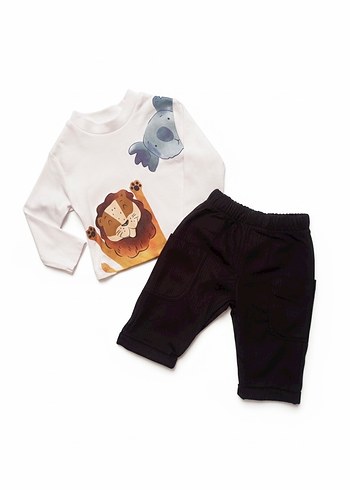 Beyaz Baskılı Bebek Erkek Takımı - Görsel 2