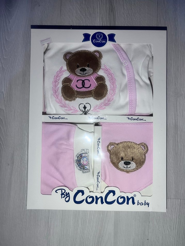 Kız Bebek Pembe Desenli Triko Takım - Görsel 2