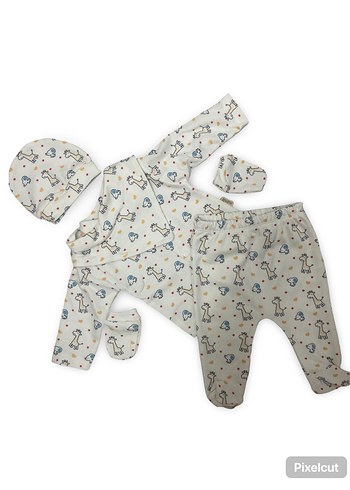 Bebek Erkek Beyaz Örgü Hastane Kıyafeti - Görsel 2