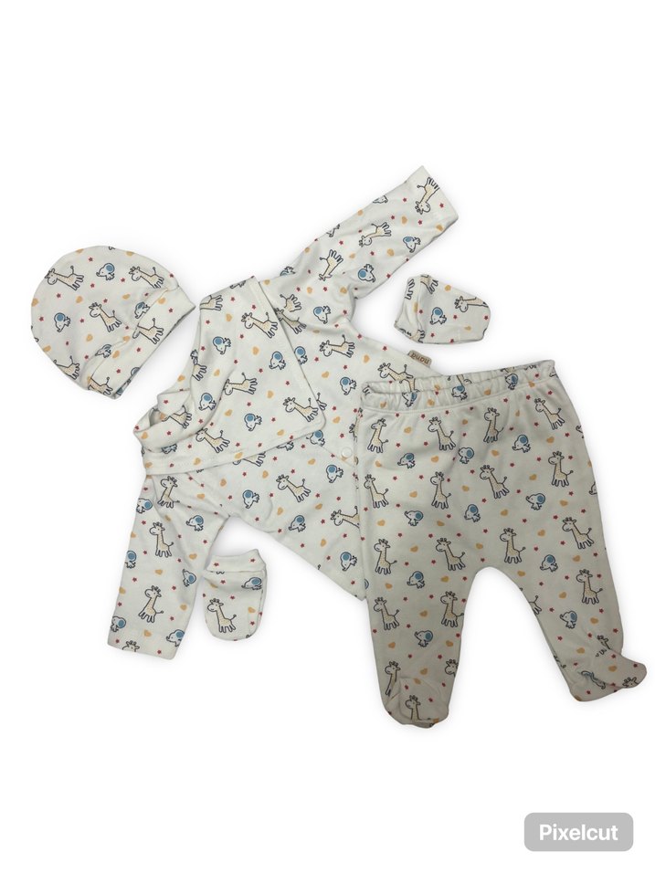 Bebek Erkek Beyaz Örgü Hastane Kıyafeti - Görsel 2