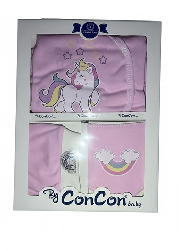 Pembe Uzun Kollu Bebek Kız Takımı Unicorn Desenli - Görsel 2