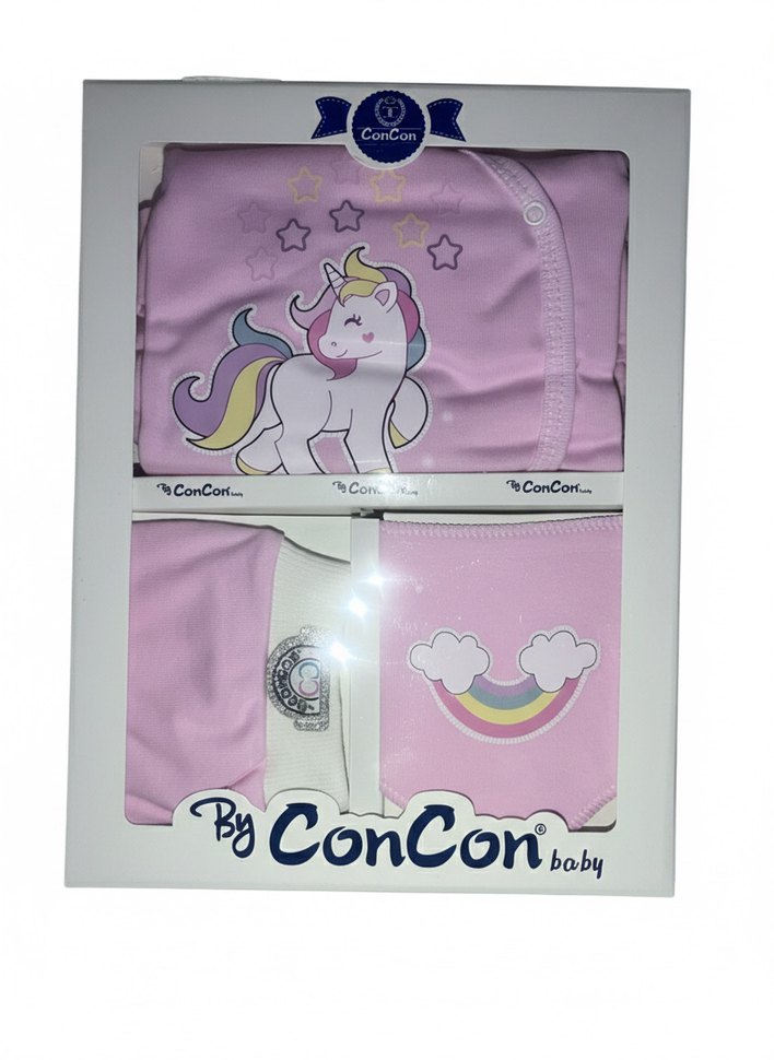 Pembe Uzun Kollu Bebek Kız Takımı Unicorn Desenli - Görsel 2