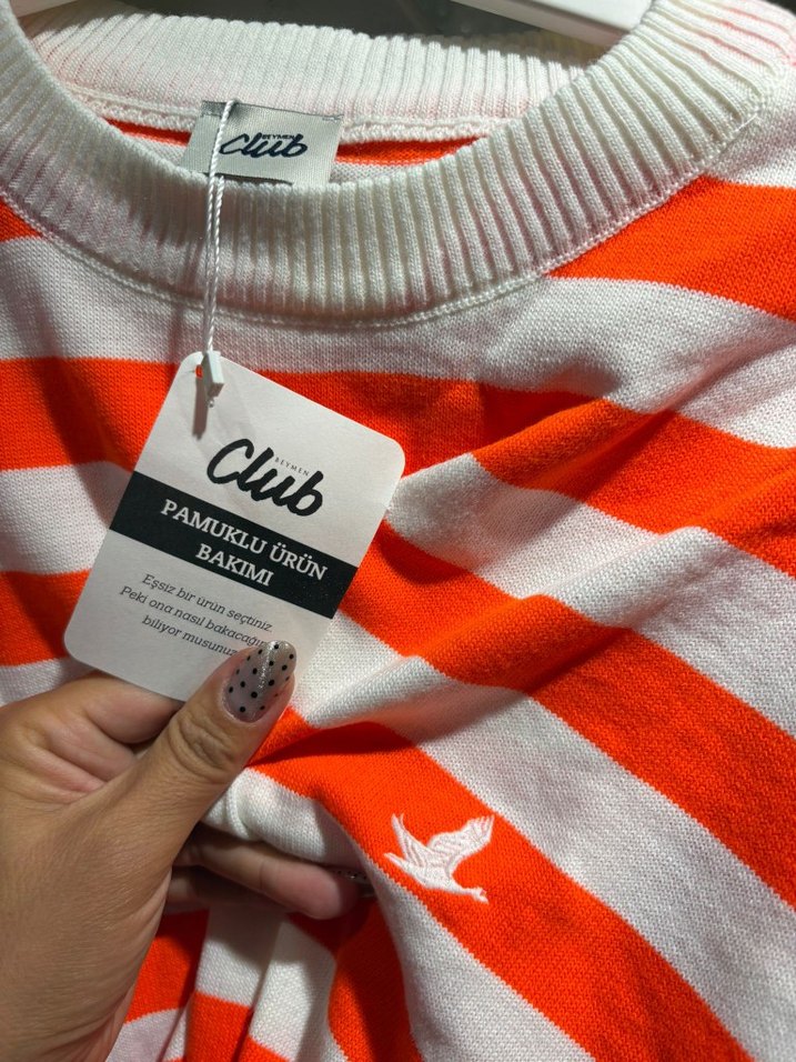 Çizgili Kadın Triko Kazak - Görsel 2