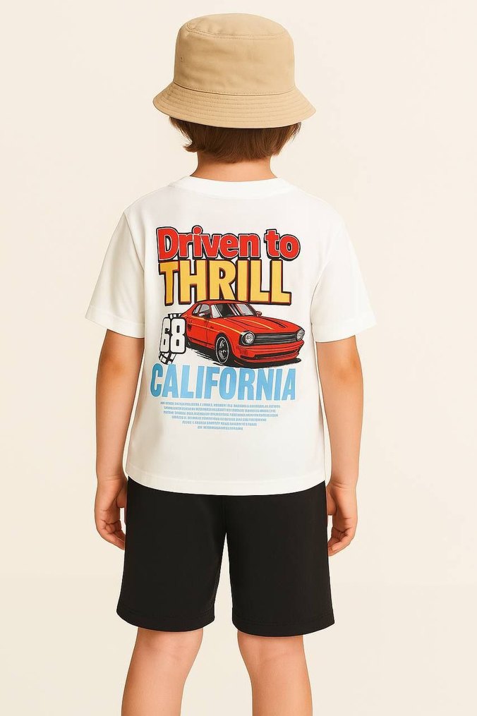 Beyaz Hot Wheels Baskılı çocuk altüsttakım - Görsel 2