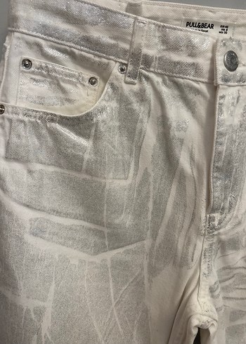 38 Beden Beyaz Regular Fit Denim Kadın Jean