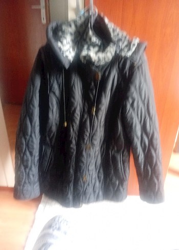 Siyah Kadın Midi Boy Sıcak Kış Montu - Görsel 2