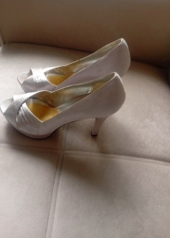 Bej Pliseli Platform Topuklu Kadın Ayakkabı - Görsel 3