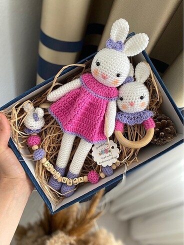 Amigurumi tavşan bebek seti