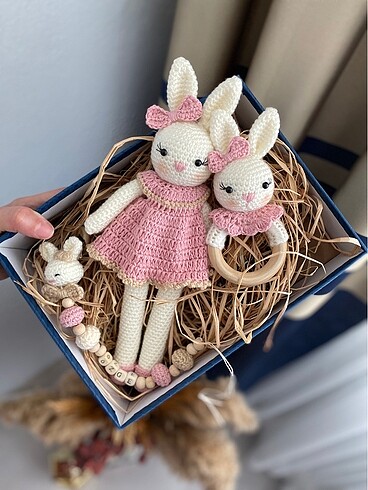 Amigurumi tavşan bebek seti