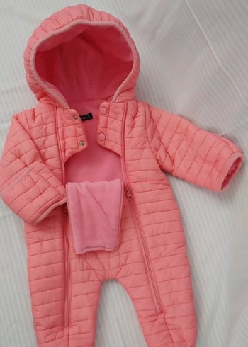Kapüşonlu Pembe Bebek Tulumu - Görsel 3