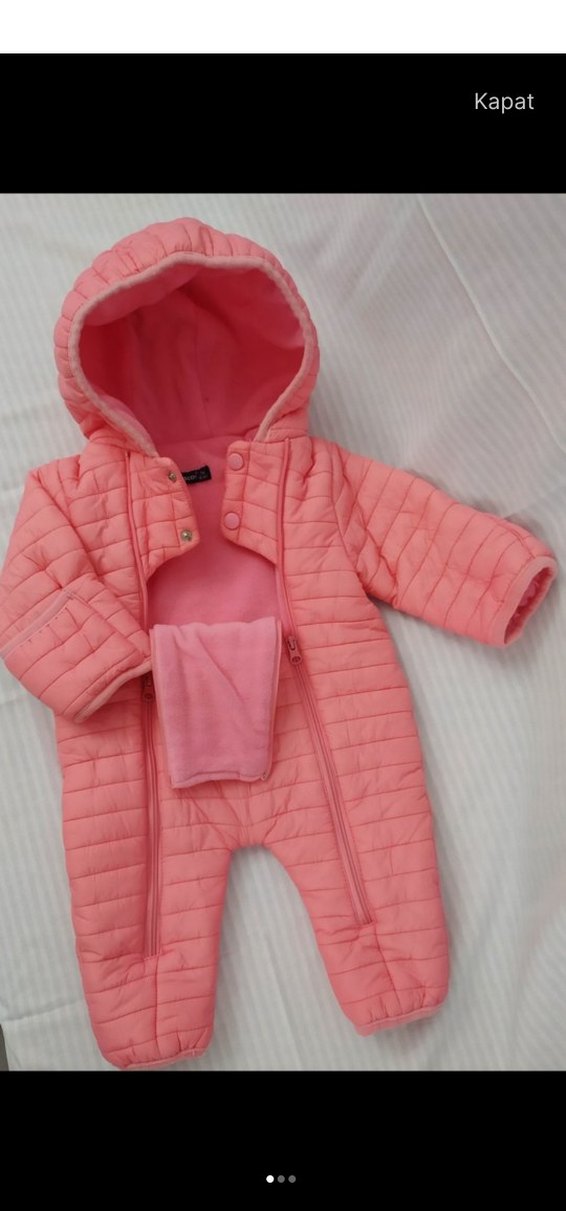 Kapüşonlu Pembe Bebek Tulumu - Görsel 3