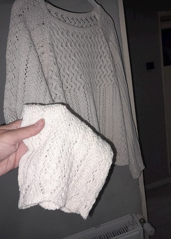 Bej Örgü Bohem Kadın Kazak - Görsel 2