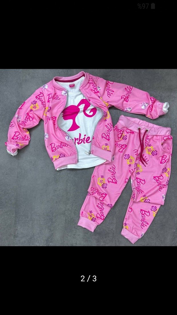Barbie Baskılı Pembe Kız Eşofman Takımı - Görsel 2
