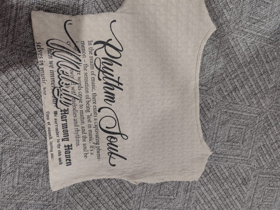 Bohem Gri Kısa Kollu Keten Kadın tişört - Görsel 2