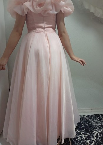 Pudra Pembe Uzun Straplez Nostaljik Abiye - Görsel 2