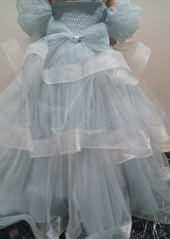 Mavi Drapeli Straplez Çocuk Abiye - Görsel 3