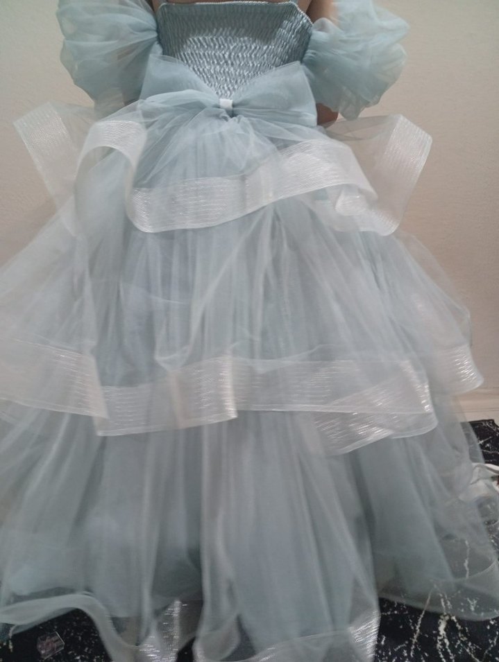 Mavi Drapeli Straplez Çocuk Abiye - Görsel 3