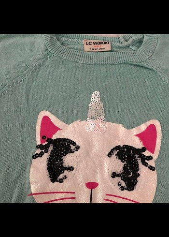 Payetli Baskılı Kedi Desenli Gri Kedi Kıyafeti - Görsel 2