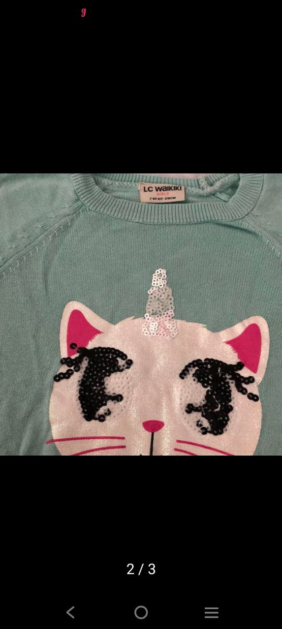 Payetli Baskılı Kedi Desenli Gri Kedi Kıyafeti - Görsel 2