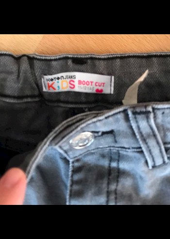 11-12 Yaş Beden Gri Midi Boy Bol Kesim Kot Pantolon