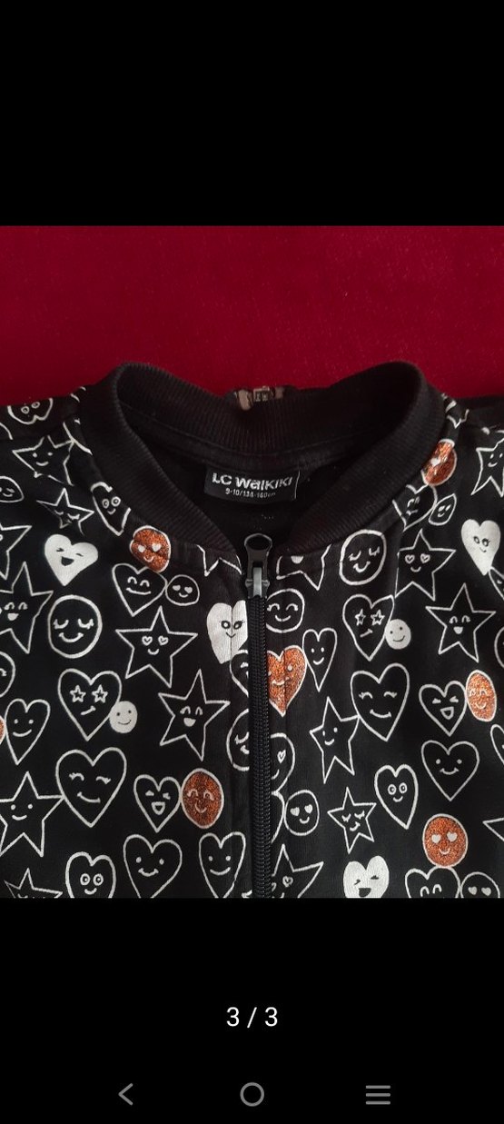 Kız Çocuk Siyah Baskılı Düğmeli Yelek - Görsel 3