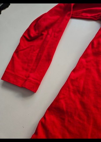 Kız Çocuk Kırmızı Uzun Kollu Triko Tişört - Görsel 3