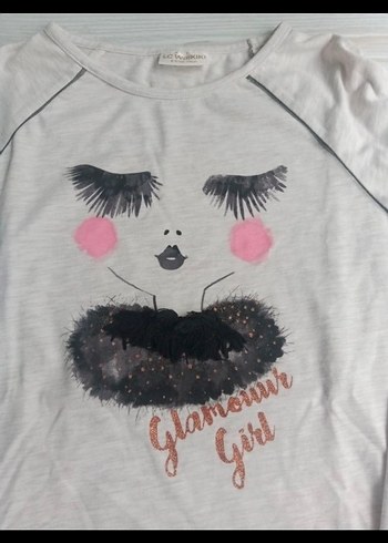 Kız Çocuk Gri Uzun Kollu Tişört Tül Detaylı - Görsel 2