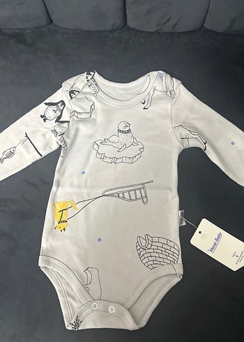 Gri Baskılı Uzun Kollu Bebek Body - Görsel 3