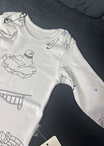 Gri Baskılı Uzun Kollu Bebek Body - Görsel 4