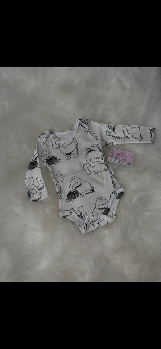 Pamuklu Uzun Kollu Baskılı Bebek Body - Görsel 3